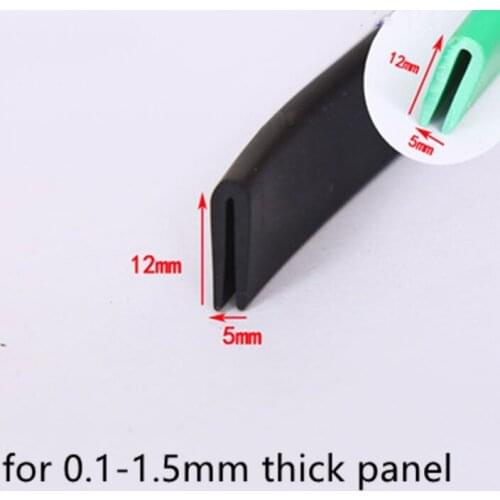 Rubber Pipe U Strip for 0.8-2mm thick Glass Metal Wood Panel Edge Encloser Shield 14x6mm 1m Black Blue