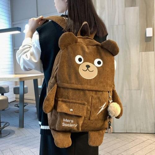New Corduroy School Bags for Teenager Girls Cute Women School Laptop Backpacks Travel Shoulder Bags College Student Book Bags