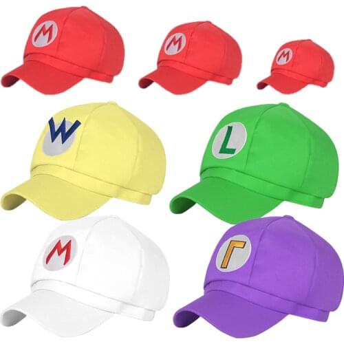 Anime Waluigi Wario Odyssey Cappy 3D Hats Cosplay Fashion Cute Cartoon Baseball Hats Super Mario Letter Hat Shipping Free