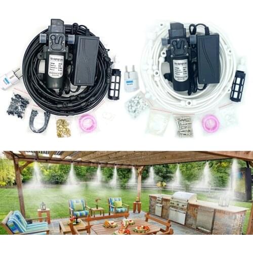 HEMAN Outdoor Misting Cooling System Patio, Irrigation Watering Sprinkler Spray Fog Misting System with Diaphragm Pump 6-18M