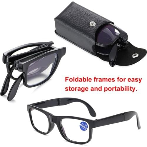 Foldable Reading Glasses Men Women Folding Presbyopia Anti Blue Light Presbyopic Glasses with Case Vision Care +1.0~4.0