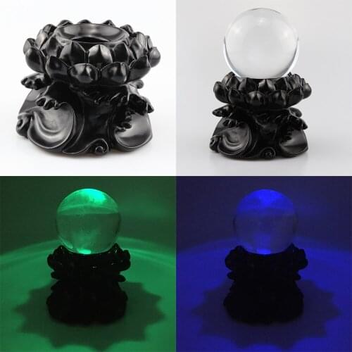 Luminous Lotus Display Stand Crystal Glass Lens Ball Divination Photography Lensball Lamp Base 70 80mm 100mm Magic Sphere Holder