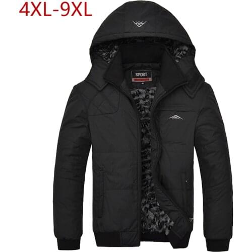 9XL Waterproof Thicker Hoodie Outwear Softshell Men Windbreaker Jacket Trench Winter Coat Black Thick Parkas 5XL 6XL 7X 8XL