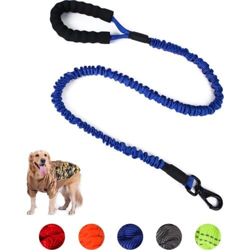 High Elastic Dog Leashes Srong Nylon Line Soft PP Handle For Large Dog Walking Training Reflective Collar Leads Pets Supplier