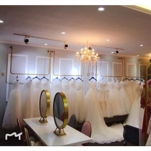 Golden wedding dress rack, wall hanger, ceiling clothing store, floor type U hanger
