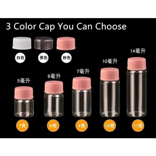 20pcs/lot 22*35mm 6ml Small Transparent Glass Bottles with White Black Pink Plastic Screw Cap Tiny Jars Vial Container DIY Craft