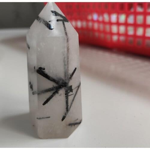 3-6cm 3pcs Natural Black Hair Rutile Quartz Rutilated Quartz Crystal Point Wand Mineral Specimen Stone Reiki Healing