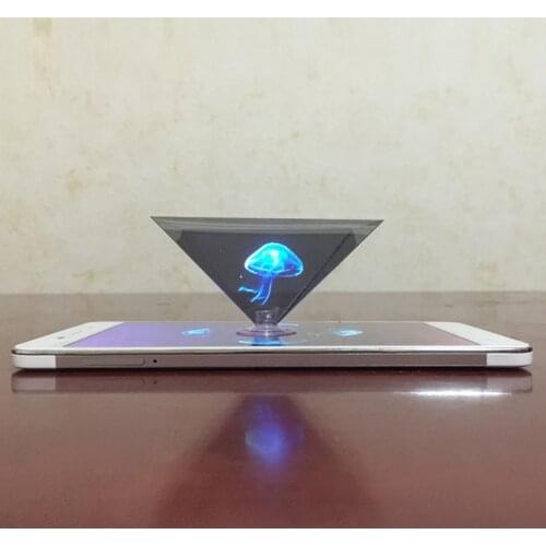 3D holographic pyramid display projector video stand holographic projection virtual stereo naked eye 3D universal smart phone