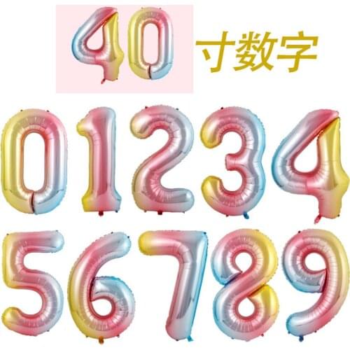 40Inch Digital Aluminum Film Balloon Set Colorful Birthday Party Wedding Decoration Anniversary Globals Gender Reveal
