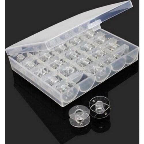 DHL 100set Clear Plastic 25 Bobbins Sewing Machine Spools With Thread Storage Case Box shoe Sewing