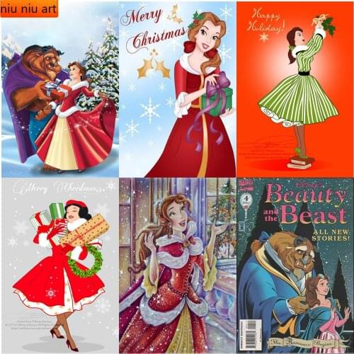 DIY 5D Diamond Painting Disney Cartoon Beauty and The Beast Christmas Wishes Cross Stitch Embroidery Mosaic Wall Decor Gift