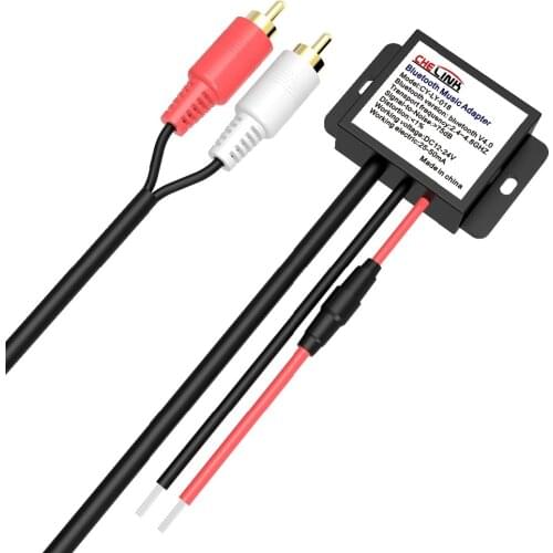 CHELINK Car Bluetooth Wireless Receiver Adaptor Kit 2RCA Car Music Receiver Adapter Stereo Converter Receiver Dongle 12V