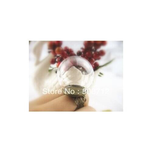 Free shipping!GGP00049 30sets/lot DIY Ring-30mm Glass Globe Bubbles opening 20mm + 20mm bronze ring base