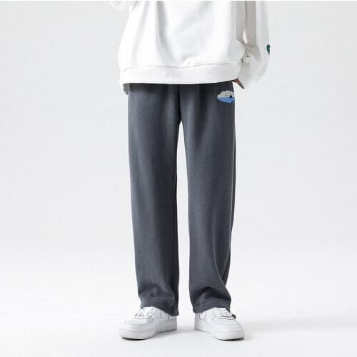 Cotton Pants Men Baggy Sweatpants Male New Loose Elasticity Straight Wide-Leg Trousers Drawstring Casual Women Jogger Track Pant