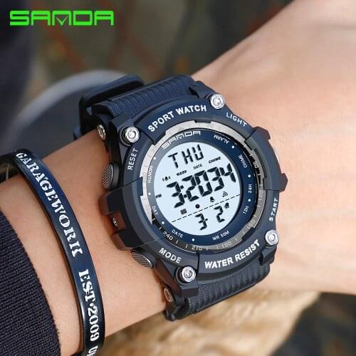SANDA Fashion Sports Watch Men Waterproof Military Digital Watches Shock Mens Retro Analog Electronic Watch Relogio Masculino