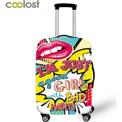 Red Lips Suitcase Protective Cover Kiss Me PinkTravel Bag Cover Elastic Trolly Luggage Case Cover Dust-proof Travel Accessories