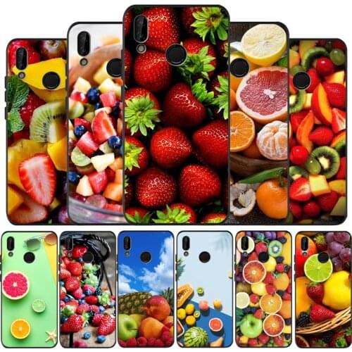 Fresh summer fruit black Silicone Phone Case For Huawei honor 30 20 Pro 8 8X 9 10 20 Lite Mate 10 20 30 Lite Pro cover