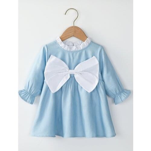 Toddler Kids Baby Girl Children Clothes Autumn Winter Long Flare Sleeve Big Bow Dress Princess Dresses Baby Girls Outfits
