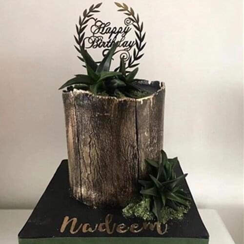 Garland Happy Birthday Acrylic Cake Topper Black Birthday Cake Topper Supplies for Birthday Anniversary Party Cake Decorations