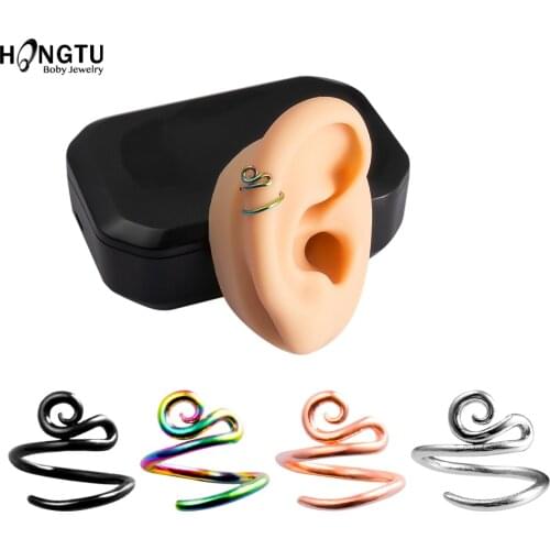 HONGTU 1PC Brass Piercings Hoop Ring Earrrings Colorful Copper Nose Eyebrow Ear Cartilage Helix Daith Tragus Piercing Jewelry