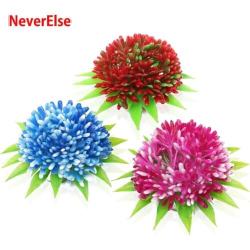 Artificial Aquarium Decoration Plants Flowers Red/Blue/Pink Dia6cm Fish Tank Ornament Accessories Perfect for Garden Patio Pond