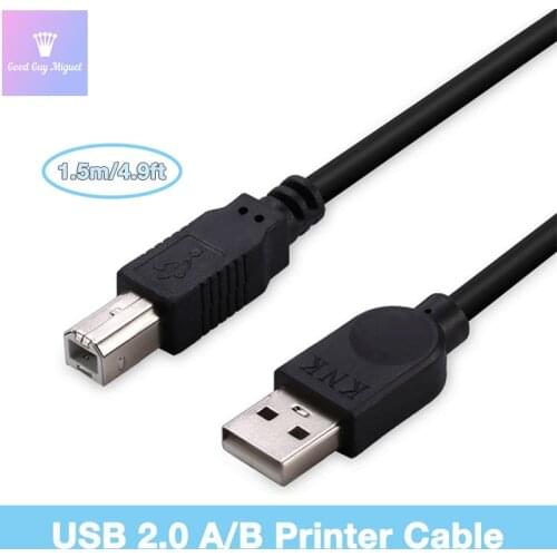 Printer Cable 1.5m USB A for HP Printer Cable Cord for Brother Printer Type A Male to B Male