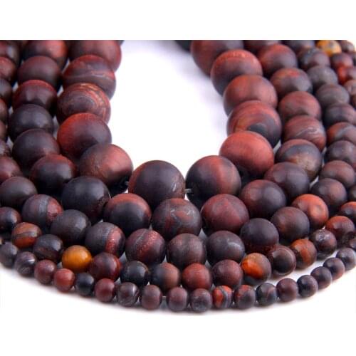 6 8 10 12mm Matte Gem Stone Red Tiger Eye beads Natural Stone Round Spacer loose Beads For jewelry Making Bracelet Necklace gift