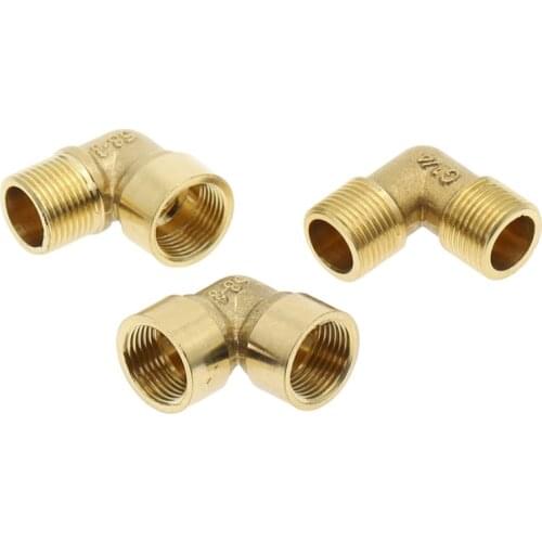 1/8" 1/4" 3/8" 1/2" 3/4" 1" Female X Male Thread 90 Deg Brass Elbow Pipe Fitting Connector Coupler for Water Fuel Copper Adapter