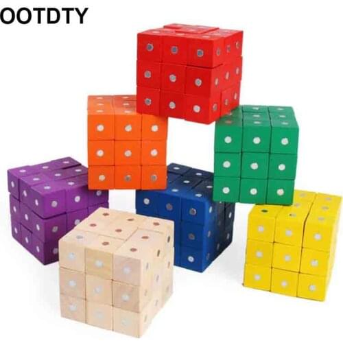 10 Pcs/Set Magnetic Building Blocks Cube Wooden Toys for Kids Building Assembling Blocks