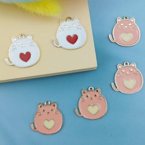 10Pcs/Set Lovely Pet Cat Enamel Animal Charms Pendant For Metal Earrings Bracelet DIY Jewelry Making