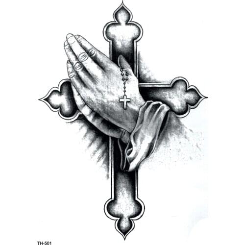 Pray Cross Waterproof Temporary Tattoo Sticker Tatouage Christian Tatoo Kids body Art Stickers Henna Tattoos Art Tattoo