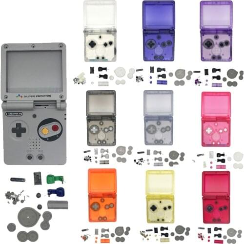 New Clear Color Shell for GBA SP Shell For Gameboy Advance SP Console Shell Transparent Case With Buttons and Conductive pads