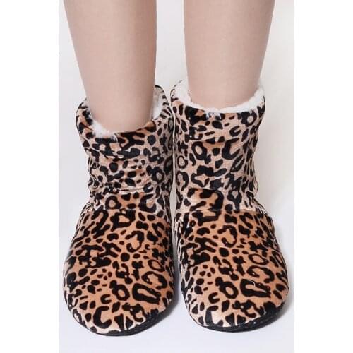 FRALOSHA Leopard Grain Wholesale Women Plush Home Shoe Coral Fleece Indoor Floor Sock Winter Foot Warmer Soft Bottom Slippers WH