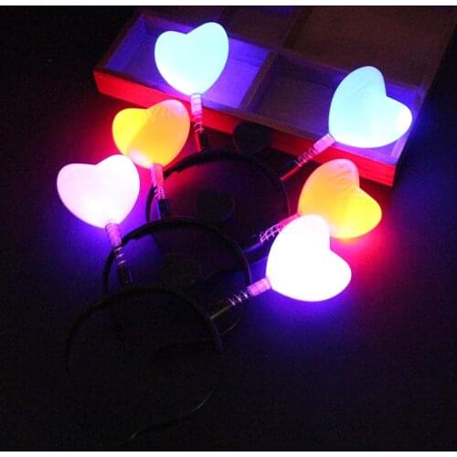 Luminous LED Love Heart Flash Light Headband Headdress Concert Props For Kids Adult Gifts Toys Concert Props Birthday Party