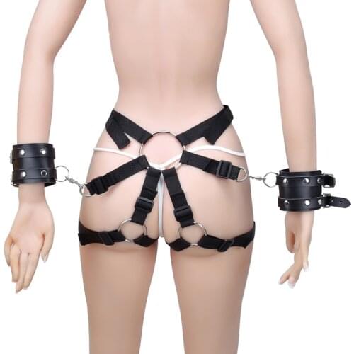 Sexy PU Leather Handcuffs For Sex Bdsm Bondage Women Panties Set Adult Games Sex Toys For Woman Couples Bondage Harness