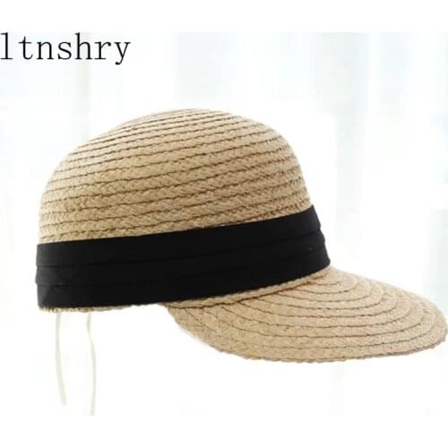 2019 Sun Hats Raffia Straw Ribbon Hat Summer Beach Women Men Solid Dome Outdoor ladies hats visor fashionable floppy Girl Cap