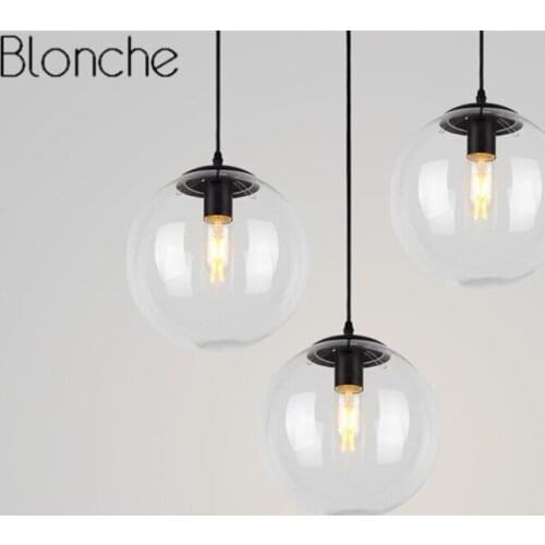 Nordic Glass Ball Pendant Lights Led Hanging Lamp Lights for Kitchen Home Light Fixtures Industrial Decor Suspension Luminaire