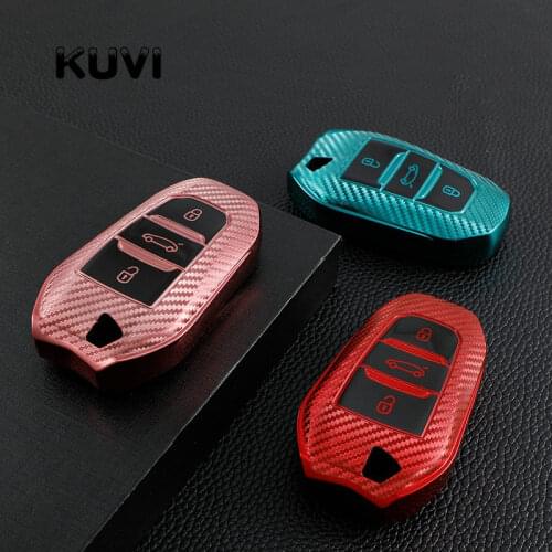 Carbon TPU Car Remote Key Full Cover Case For Peugeot 308 408 508 2008 3008 4008 5008 Citroen C4 C5 X7 C4L C6 C3-XR Accessories