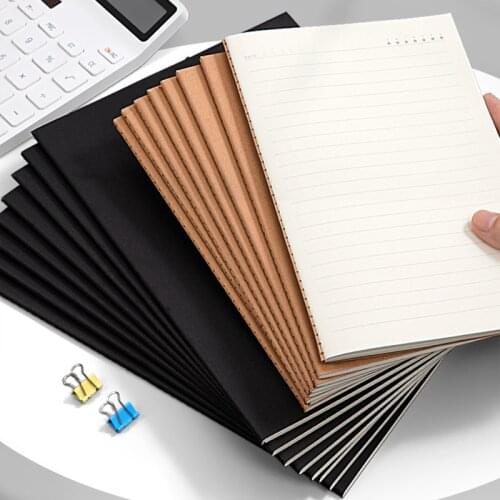 A4/A5/B5 Black Kraft Cover Diary Notebook 80G Paper Lined Grid Notepad Planner Agenda Journal Office School Supplies Stationery