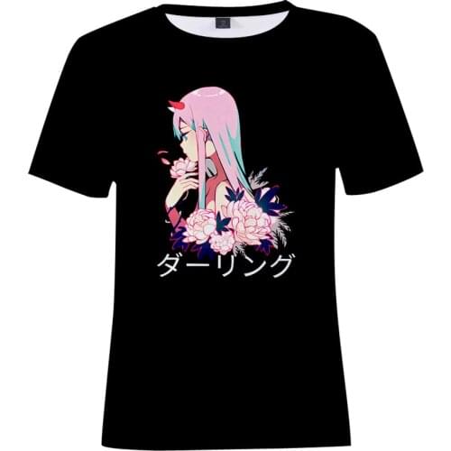 Darling In The Franxx T Shirt Anime Harajuku Zero TWO Beautiful Girls Print Women Tops Loose Summer Vintage Chic Kids T Shirt