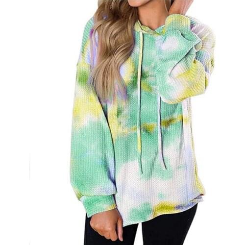 Sweatshirts Women WomenS Tie-Dye Hood Hoodies Ladies Long Sleeve Loose Colorful Casual Hooded Pullover Clothes Sweatshirt