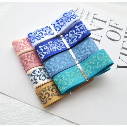 1''25mm 1yards Blue and White Porcelain Printed Satin Ribbons for Bow Craft Wedding Party DIY Decor Gift Packaging Accessories