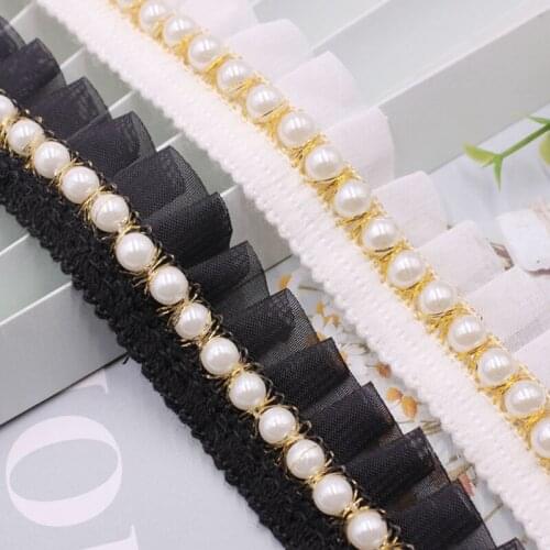 1yards Sewing Pearl Fringe Tassel Trim Lace Ribbon for Needlework Fabric Embroidery DIY Decoration Clothes Curtains Accessories