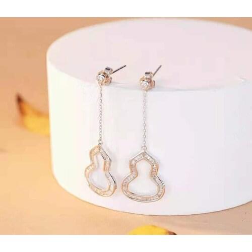 18K-Gold 100% Real Diamond Earrings Fashion Style Exquisite Jewelry Engagement Gift Earrings Woman