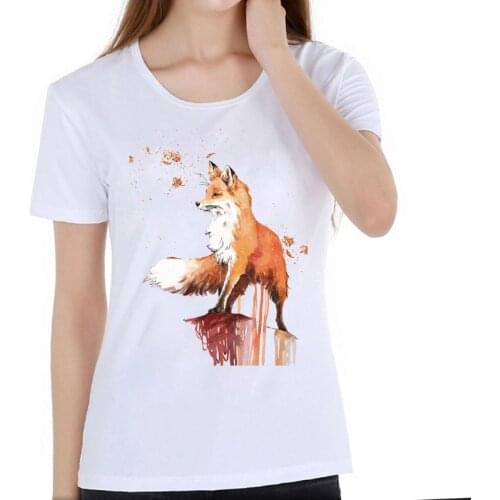 Harajuku 2019 Fox Animal Print T-Shirt Women Tops Camiseta Feminina graphic Tee Shirt Femme T Shirt Female White Tshirt casual