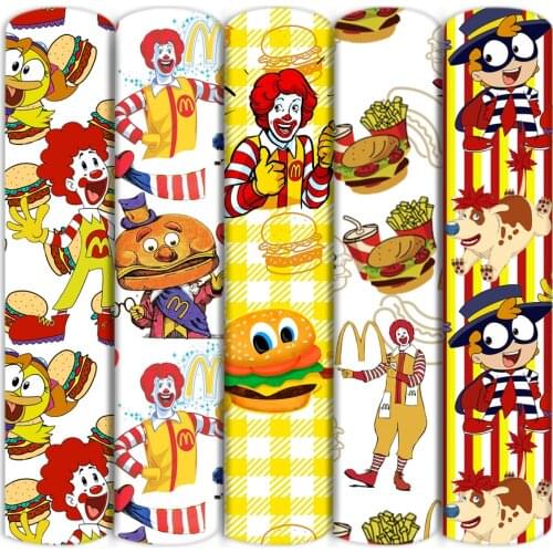 50*145cm Burger Clown Polyester CottonLogo Print PatchworkTissue Sewing Quilting Fabric Needlework Material DIY Handmade ,c19730