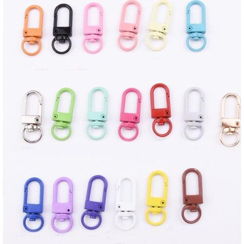 50pcs Multicolor Rotating Dog Buckle Gold Rhodium Metal Lobster Clasps Hooks for DIY Jewelry Making Key Ring Chain Accessories