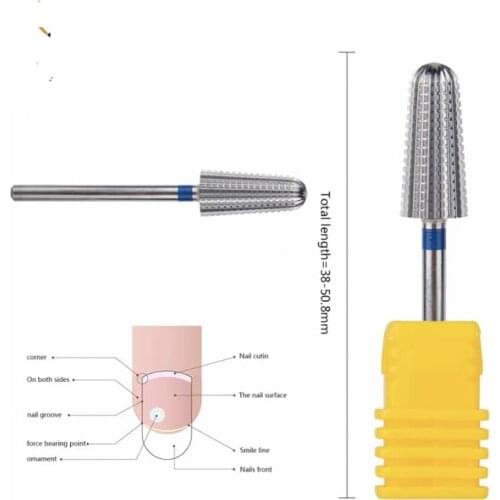 5in1Tapered Safety Carbide Nail Drill Bits With Cut Drills Carbide Milling Cutter For Manicure Remove Gel Nails Accessories