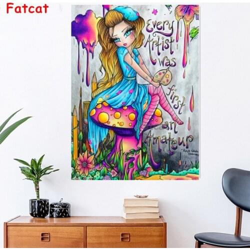 DIY Diamond Painting Big Eye Cartoon Girl 5d Pictures diamond Embroidery Cross Stitch Rhinestone Mosaic puzzle Fantasy elf,P2270
