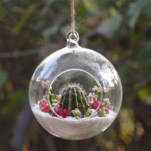 Free Shipping 8pcs/pack Diameter=12cm Middle Size Transparent Glass Terrarium Vase Home Decoration One Open Hanging Globe Prop